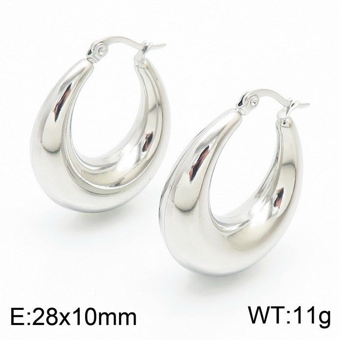 18K Titanium Steel U-Shaped Hollow Ear Clips – Glossy Finish