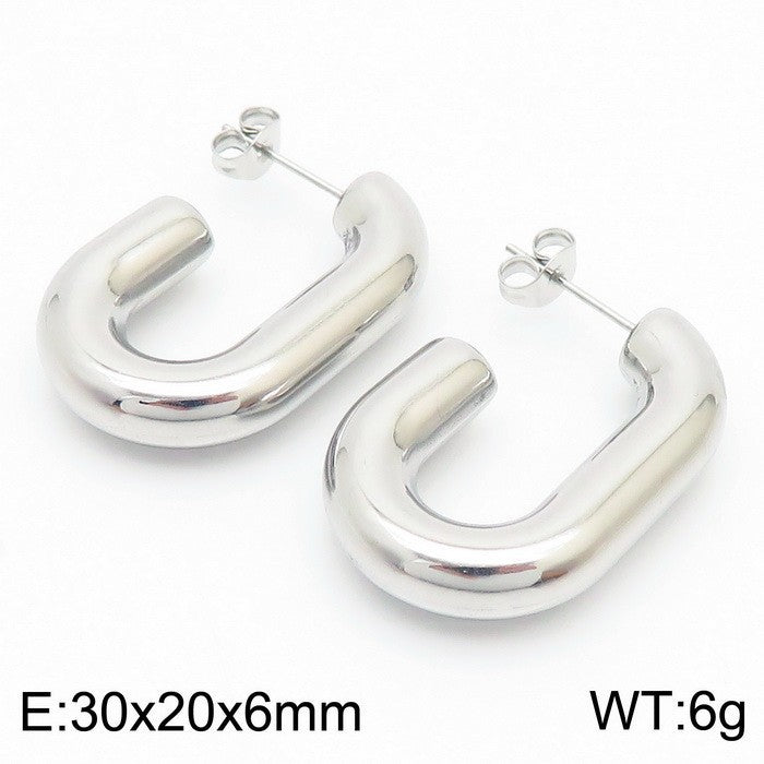 18K Titanium Steel U-Shaped Hollow Ear Clips – Glossy Finish