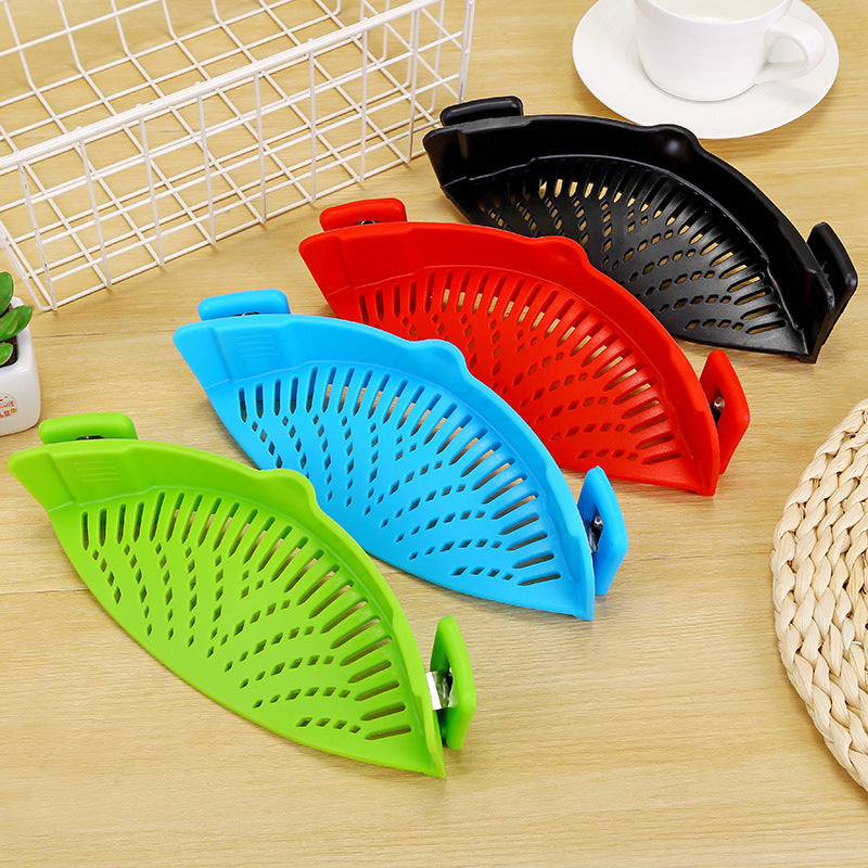 Silicone Clip-On Pot Funnel & Oil Strainer – Versatile Rice Washing Colander