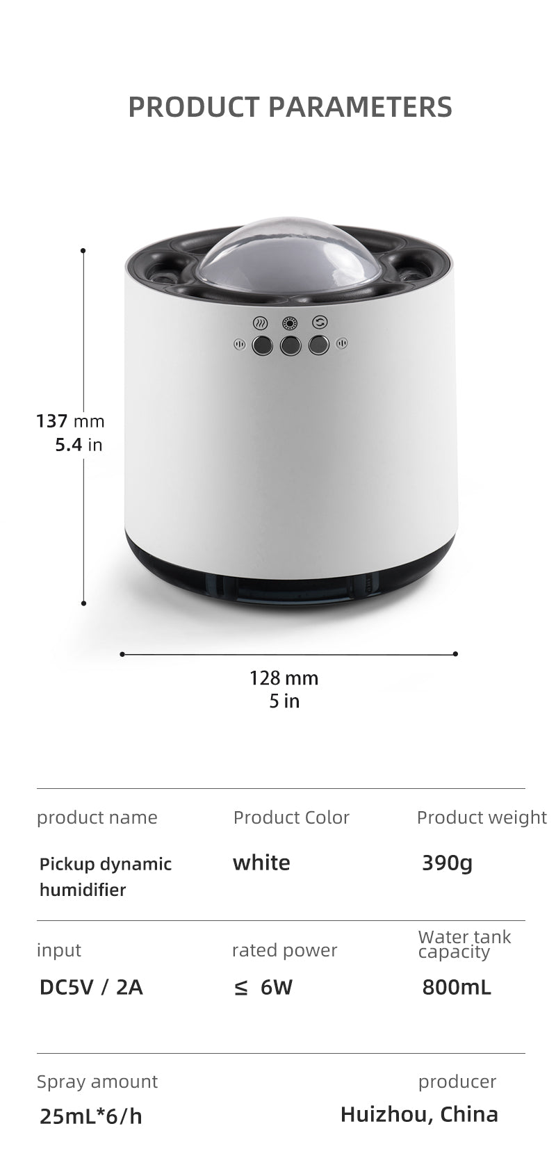 Wholesale Voice Control Colorful LED Humidifier - 800ml USB Ultrasonic Cool Mist