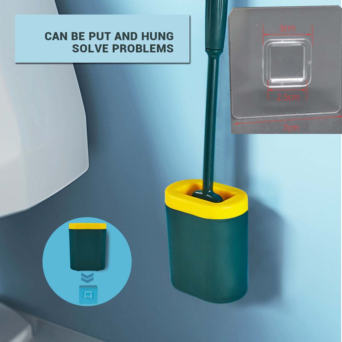 Wall-Mounted Silicone Toilet Brush – Soft Bristle Flat Head with Holder