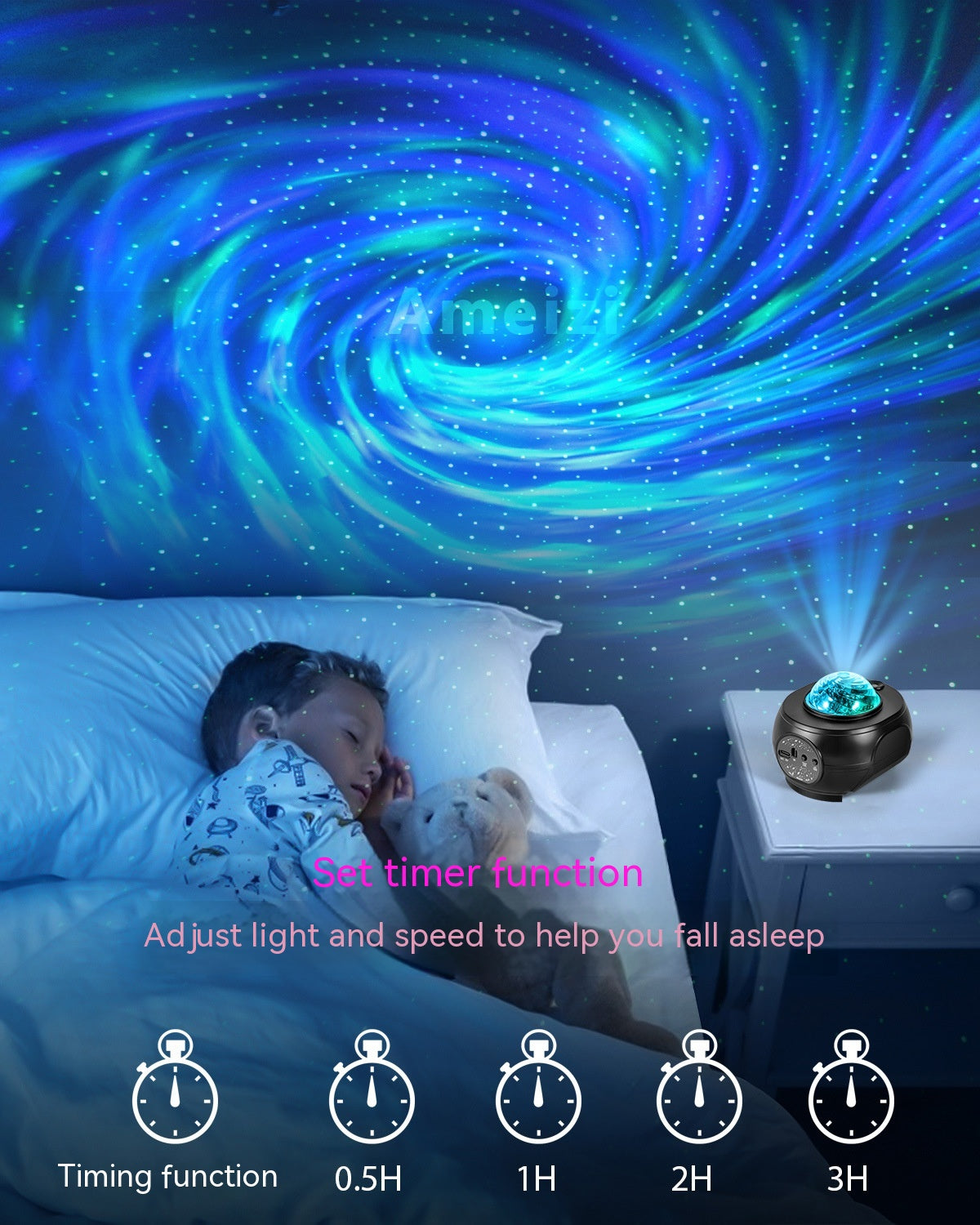 APP-Controlled Starry Sky Projector Night Lamp with Bluetooth Music & Remote Control