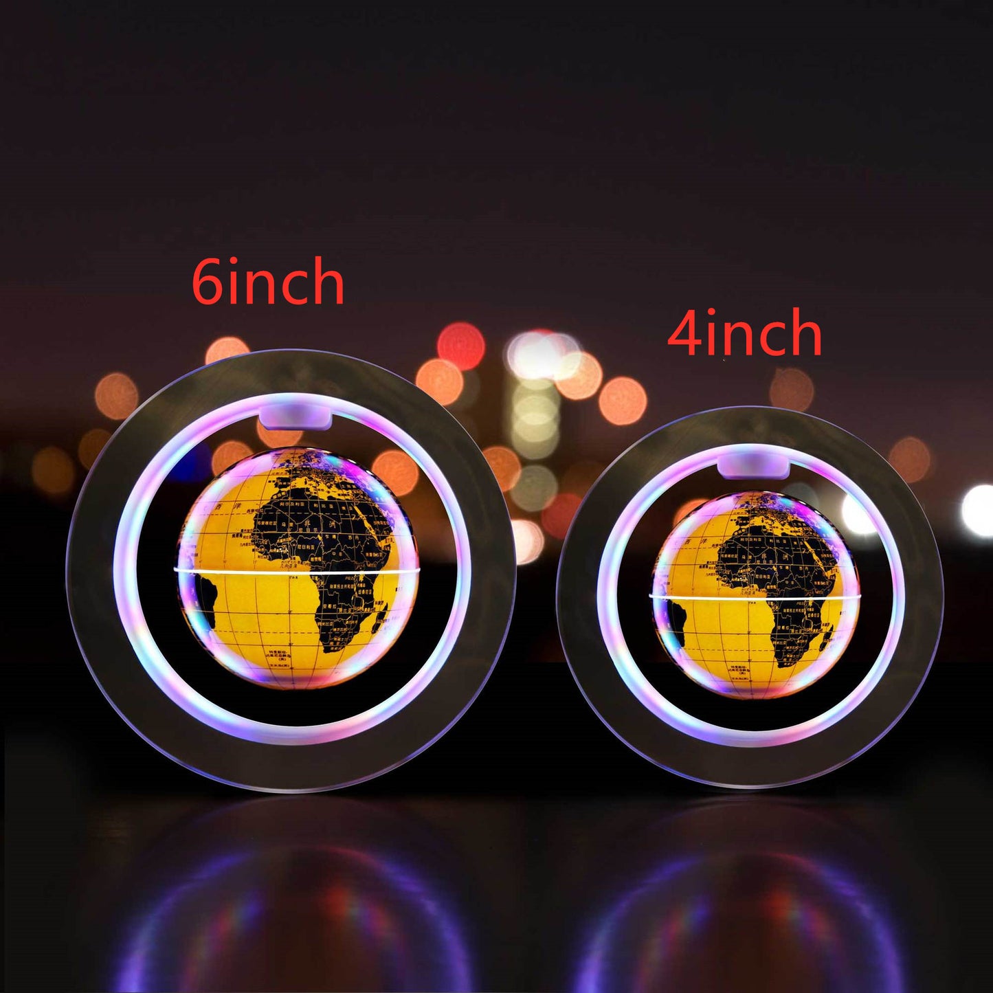 Magnetic Levitating Globe with LED Light – 360° Rotating O-Shaped Display