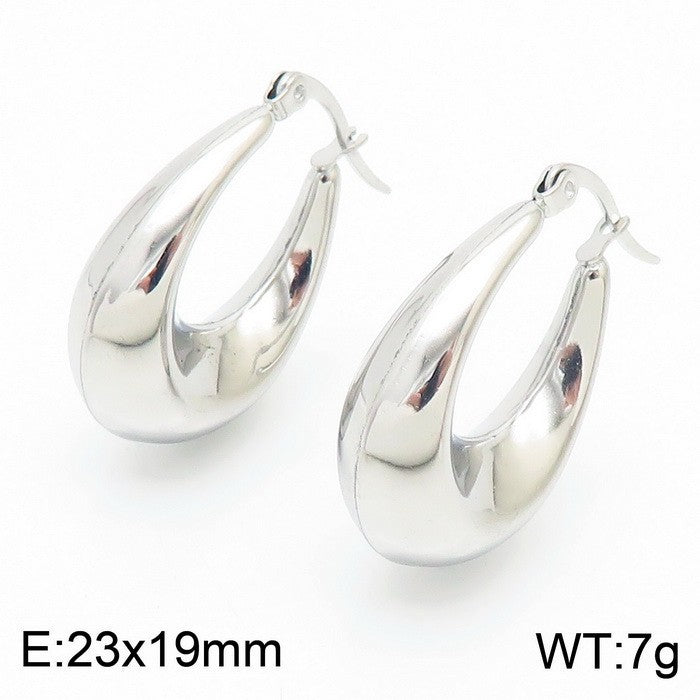 18K Titanium Steel U-Shaped Hollow Ear Clips – Glossy Finish