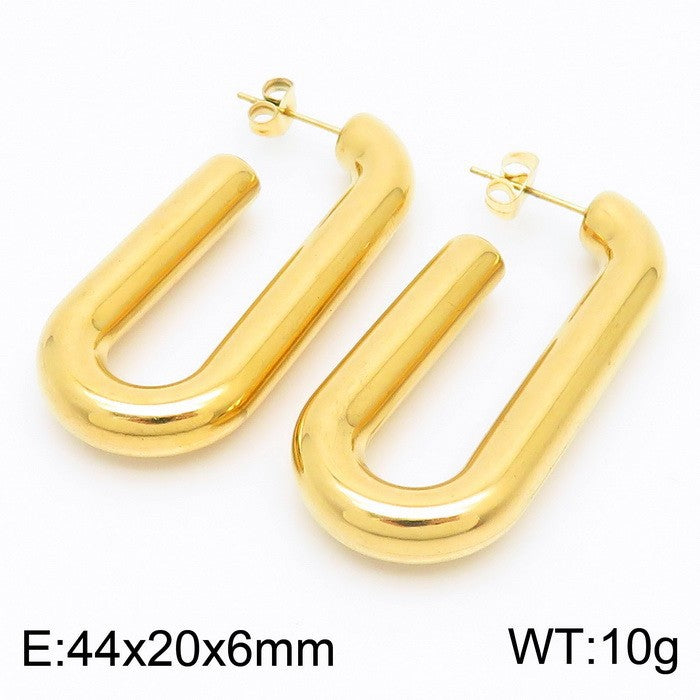 18K Titanium Steel U-Shaped Hollow Ear Clips – Glossy Finish