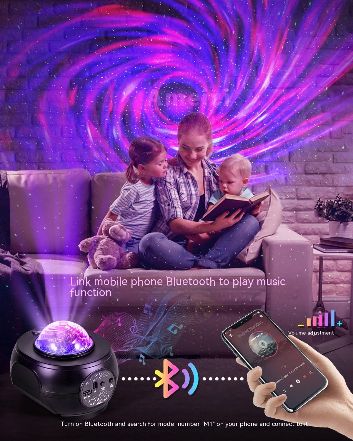 APP-Controlled Starry Sky Projector Night Lamp with Bluetooth Music & Remote Control