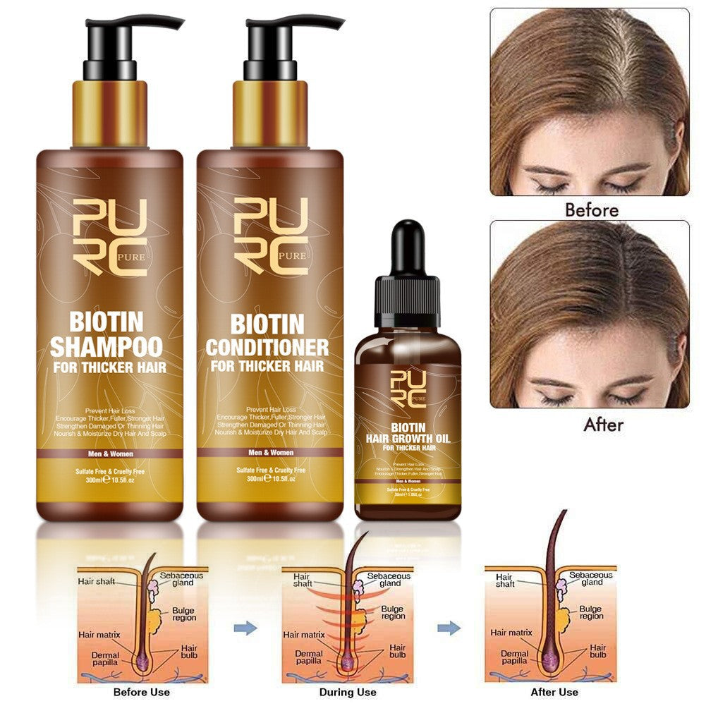 PURC Ginger Biotin Hair Care Set – Shampoo, Conditioner & Repair Oil for Dry, Frizzy Hair