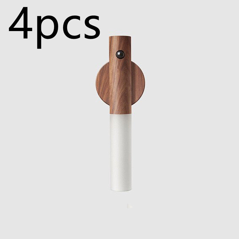 Auto LED USB Magnetic Wood Wireless Night Light – PIR Motion Sensor Wall Lamp