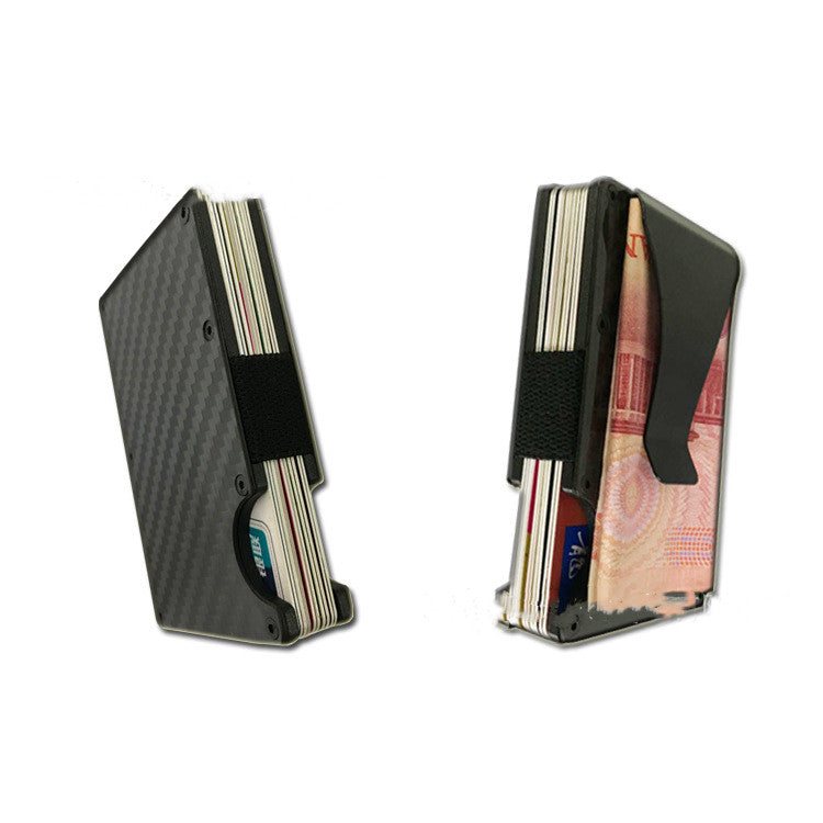 Carbon Fiber RFID Wallet - Metal Card Holder with Pumping Design