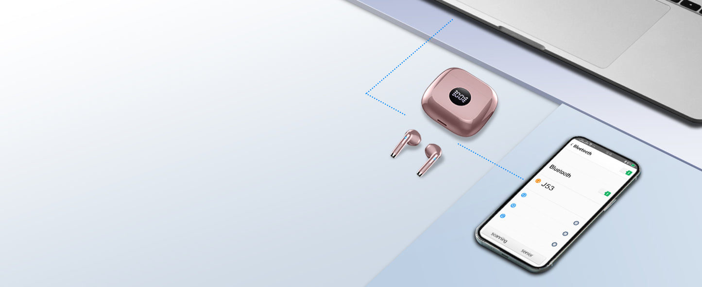 Bluetooth 5.3 Wireless Earbuds with Noise Cancelling Mic & 40H Playback