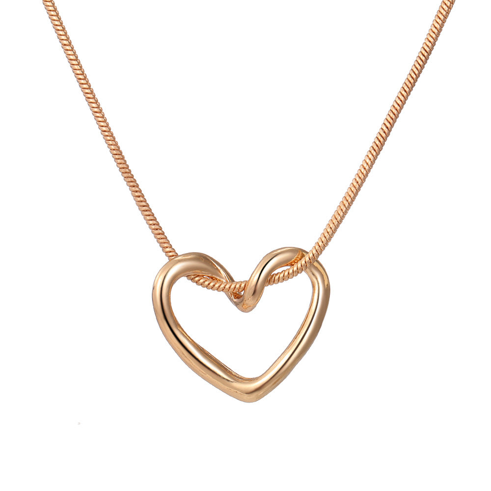 Women's Niche Hollow Heart Necklace – Geometric Love Design