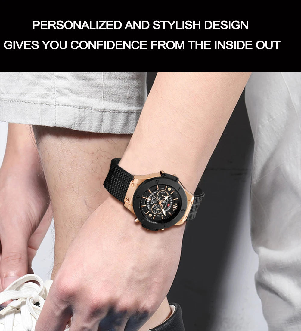 2023 Men’s Luxury Sports Watch - Silicone Strap Quartz Waterproof Calendar