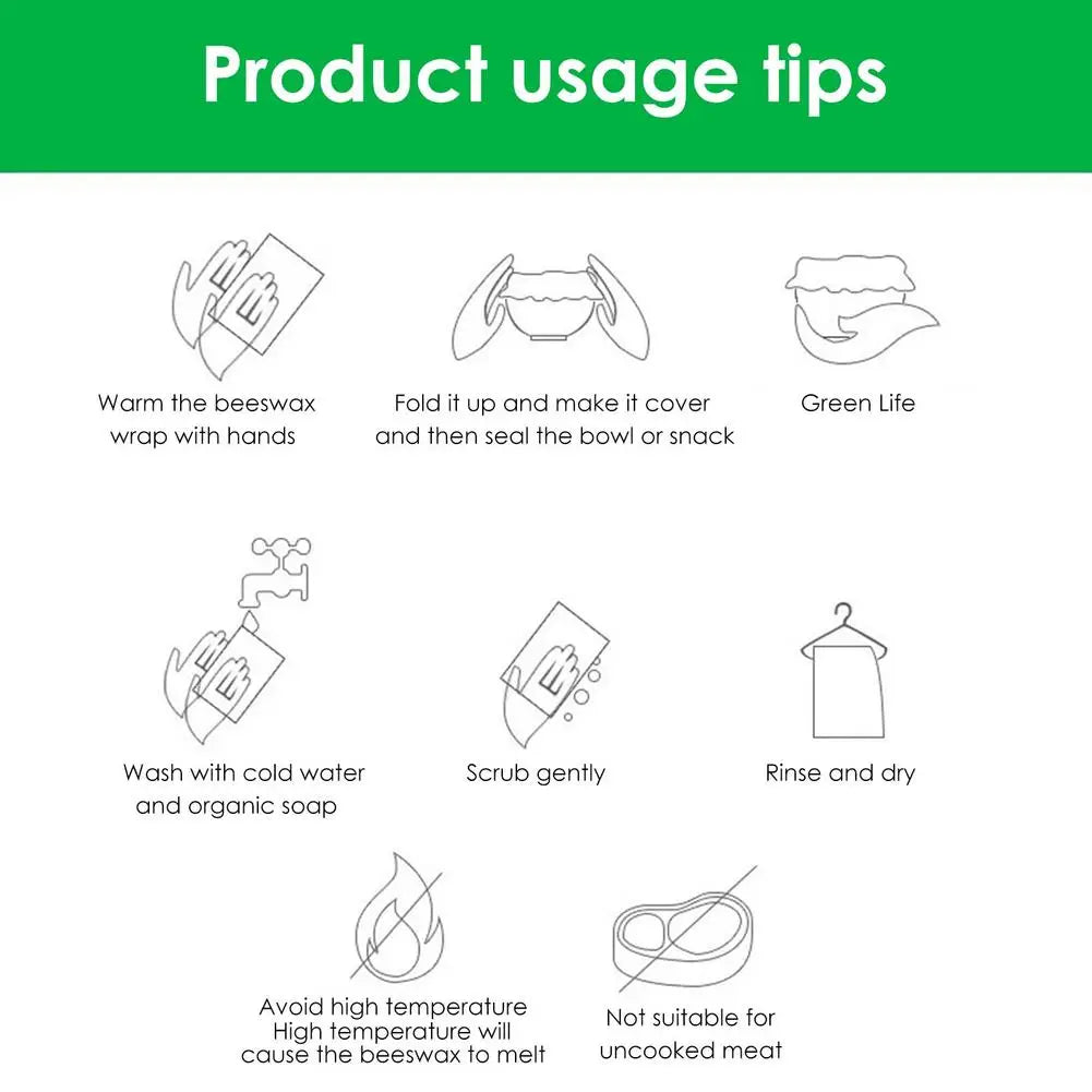 Eco-Friendly Beeswax Wraps – Organic Reusable Food Wraps with Mixed Patterns for Kitchen Storage