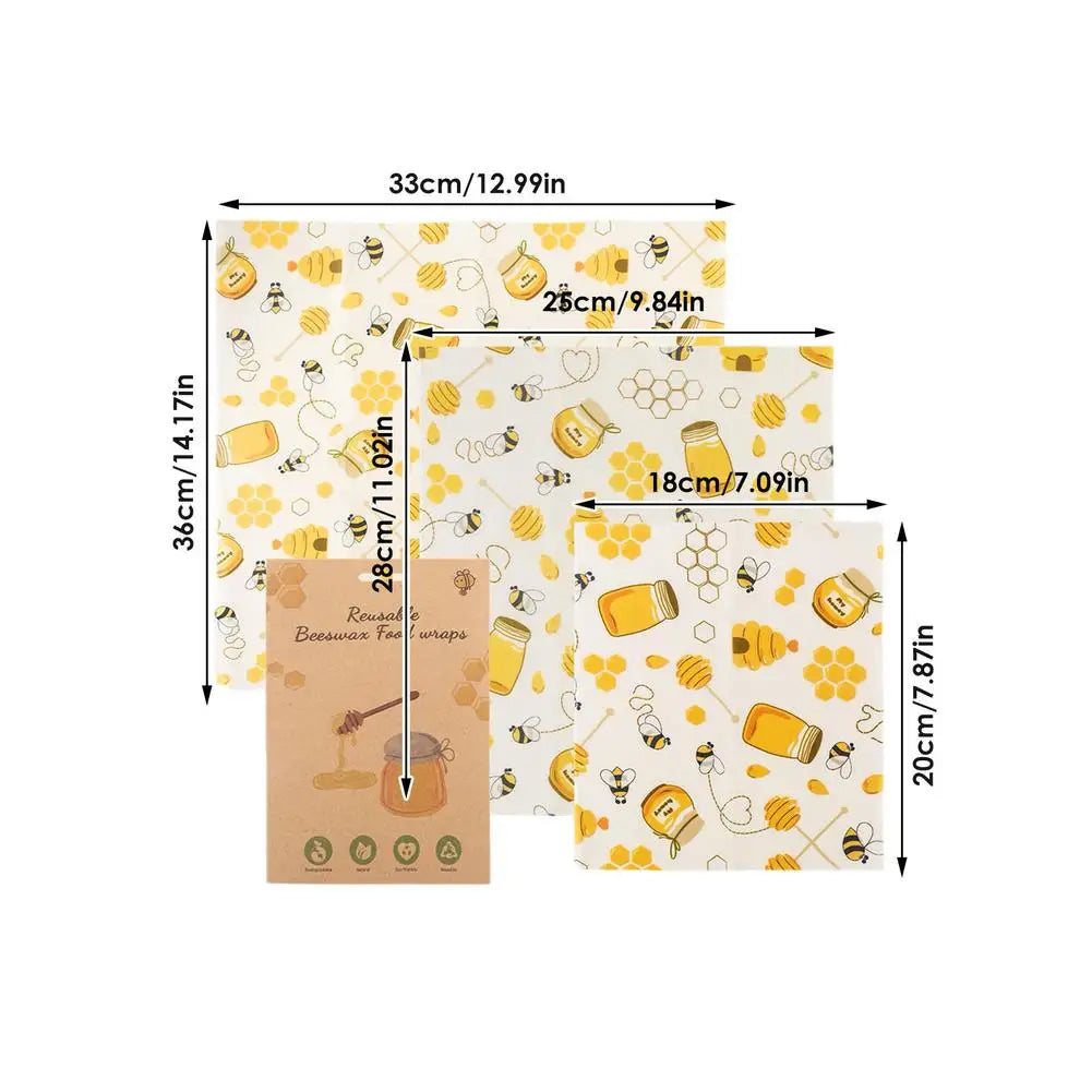 Eco-Friendly Beeswax Wraps – Organic Reusable Food Wraps with Mixed Patterns for Kitchen Storage