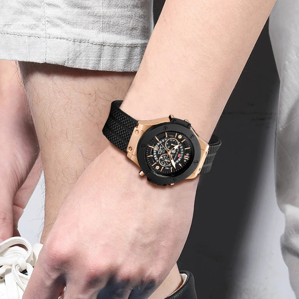 2023 Men’s Luxury Sports Watch - Silicone Strap Quartz Waterproof Calendar