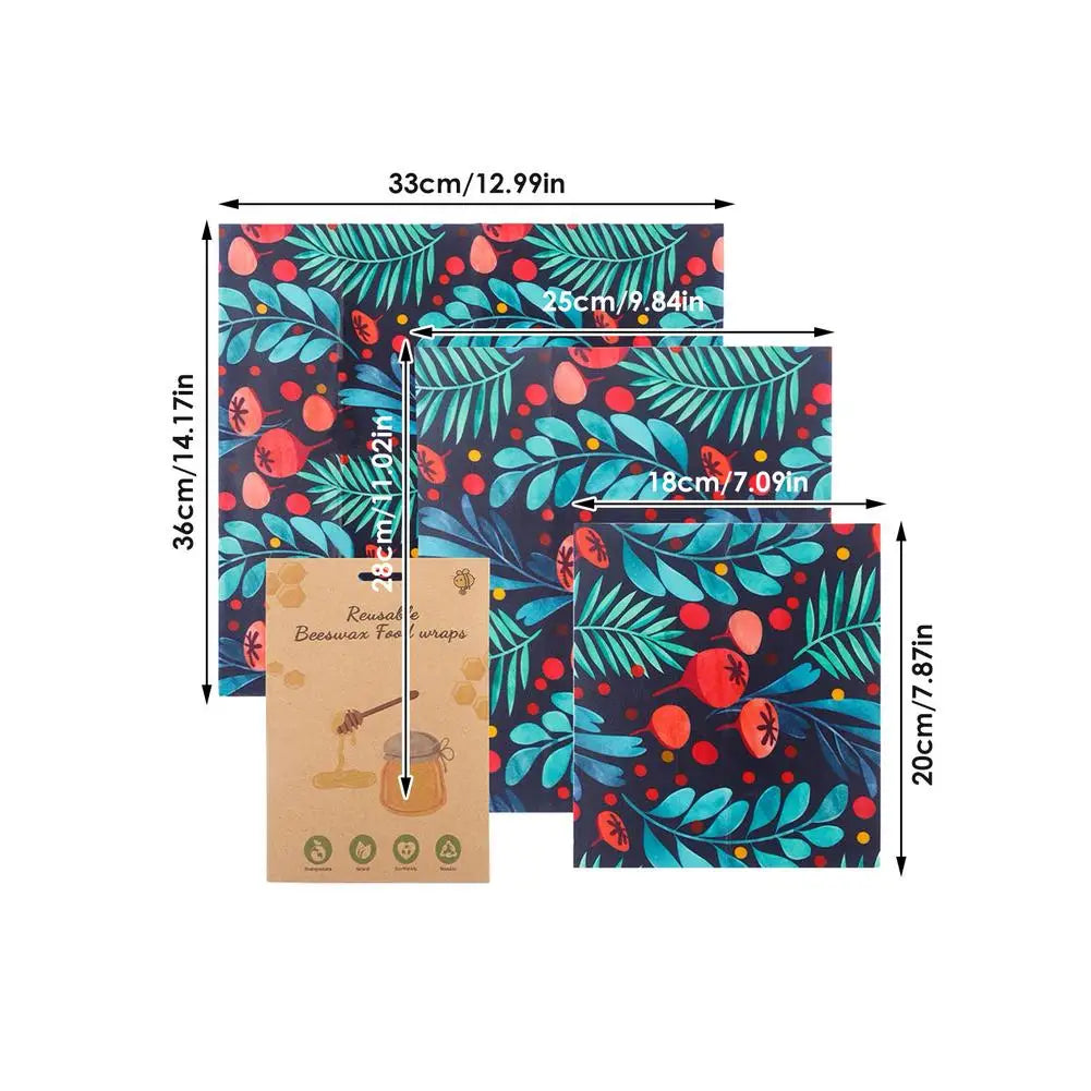 Eco-Friendly Beeswax Wraps – Organic Reusable Food Wraps with Mixed Patterns for Kitchen Storage