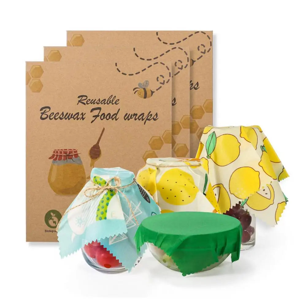 Eco-Friendly Beeswax Wraps – Organic Reusable Food Wraps with Mixed Patterns for Kitchen Storage