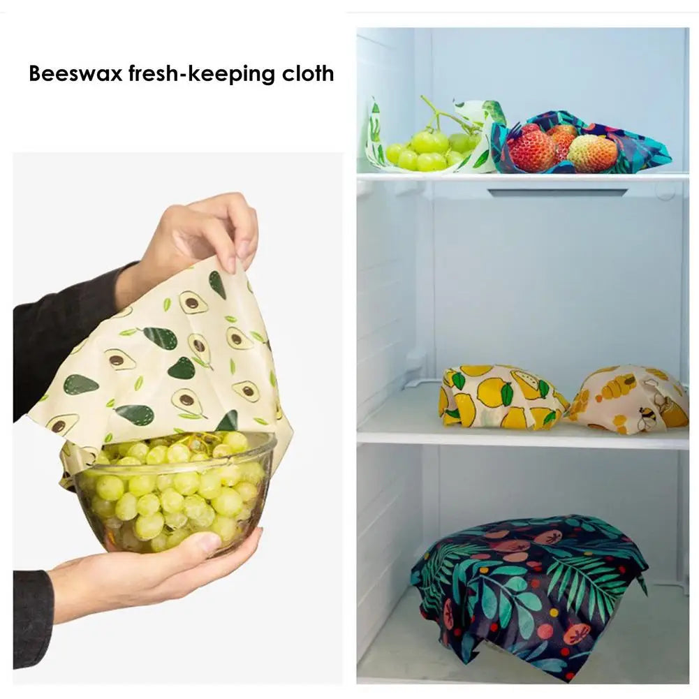 Eco-Friendly Beeswax Wraps – Organic Reusable Food Wraps with Mixed Patterns for Kitchen Storage