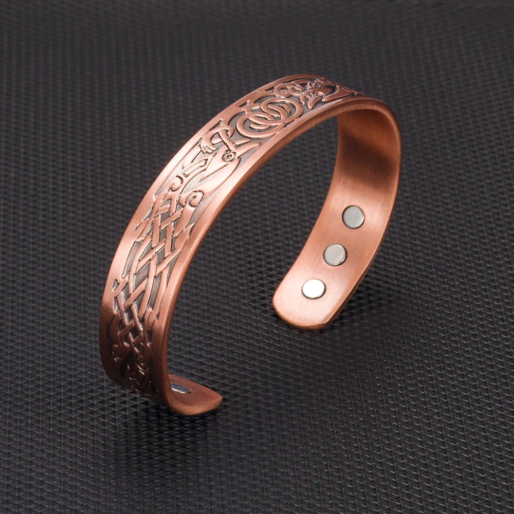 Vinterly Magnetic Copper Bracelet & Ring Set – Adjustable Health Energy Jewelry for Women & Men