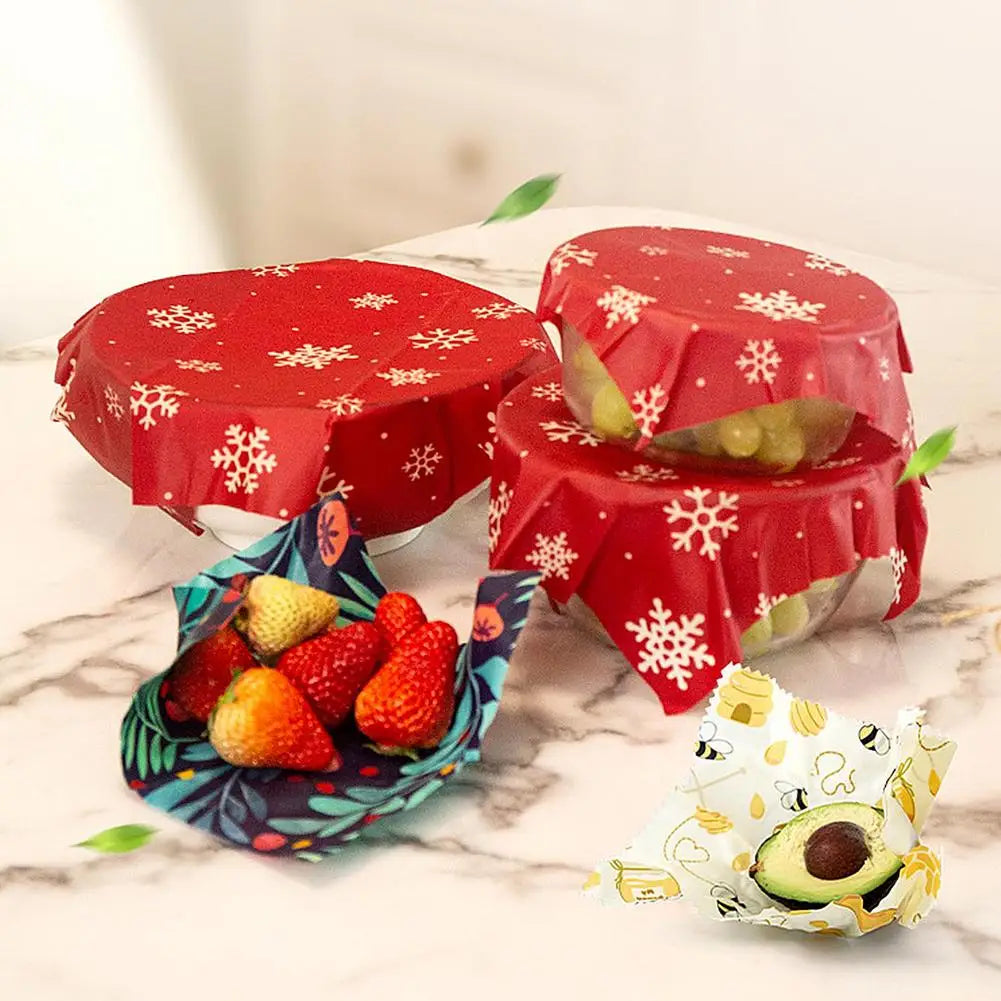 Eco-Friendly Beeswax Wraps – Organic Reusable Food Wraps with Mixed Patterns for Kitchen Storage