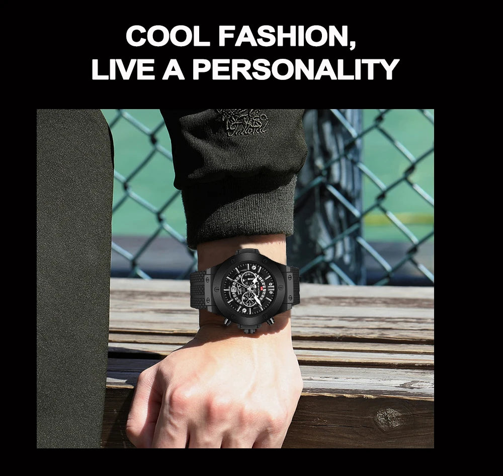 2023 Men’s Luxury Sports Watch - Silicone Strap Quartz Waterproof Calendar