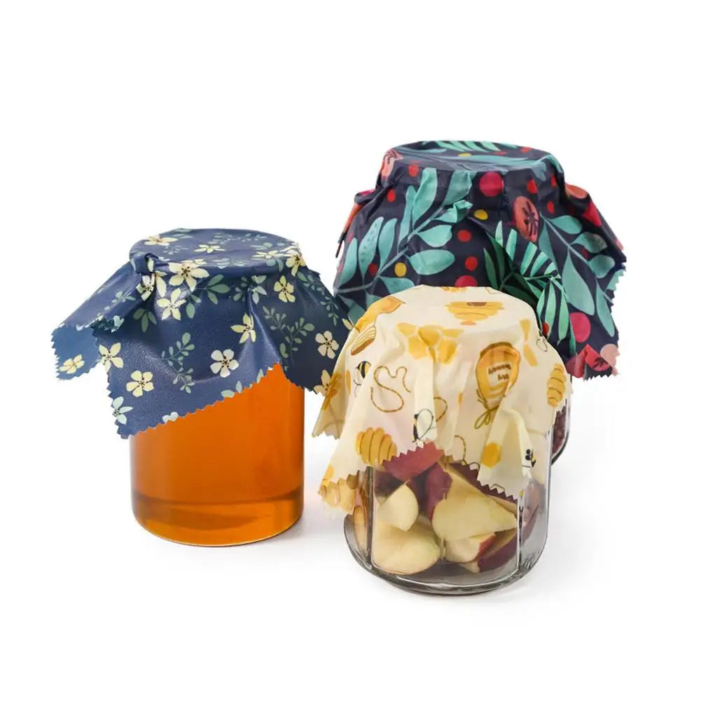 Eco-Friendly Beeswax Wraps – Organic Reusable Food Wraps with Mixed Patterns for Kitchen Storage