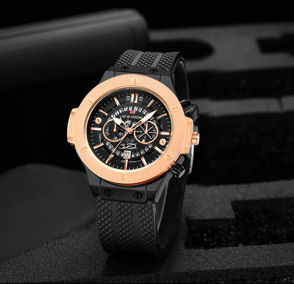 2023 Men’s Luxury Sports Watch - Silicone Strap Quartz Waterproof Calendar