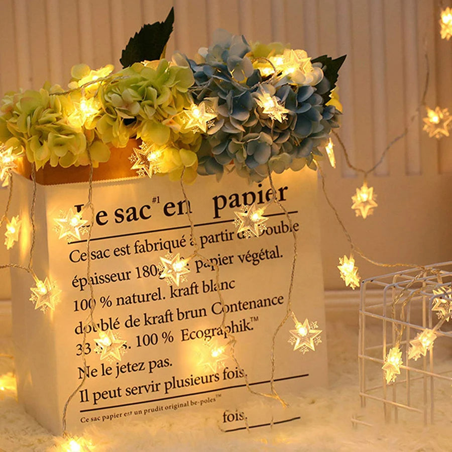 Star & Moon LED Fairy String Lights – Battery Powered Ramadan & Holiday Decoration