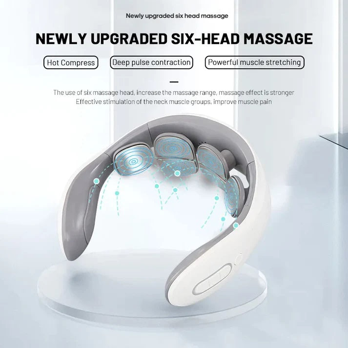Intelligent Electric Neck Massager with Heat & Magnetic Pulse Therapy - Rechargeable