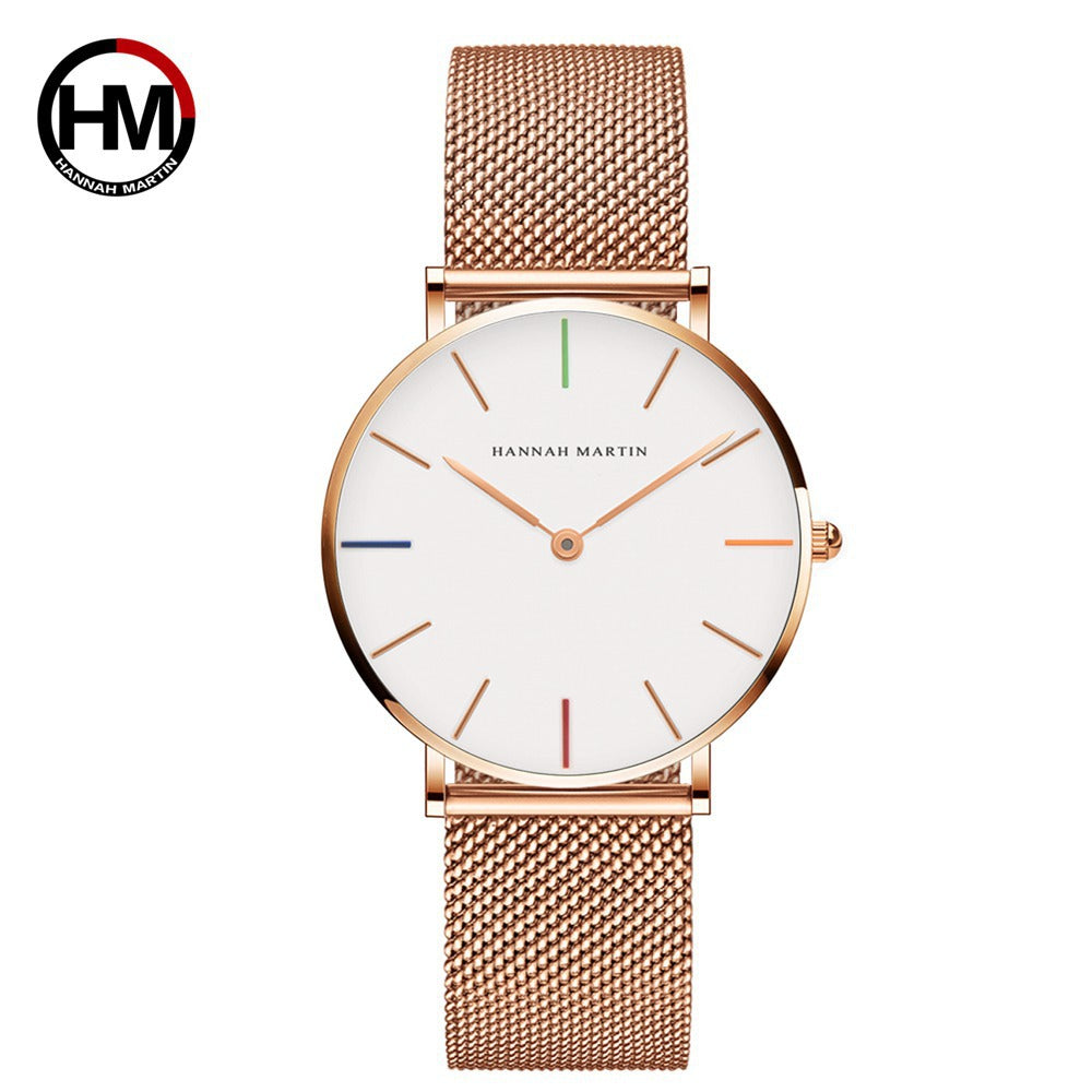 36mm Waterproof Steel Chain Watch – Nordic Minimalist Style Slim Ladies' Watch
