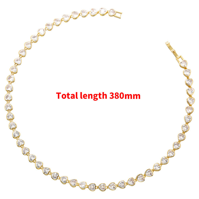 Women's Elegant Heart-Shaped Loving Bracelet Necklace – Fully Jeweled Zircon Design