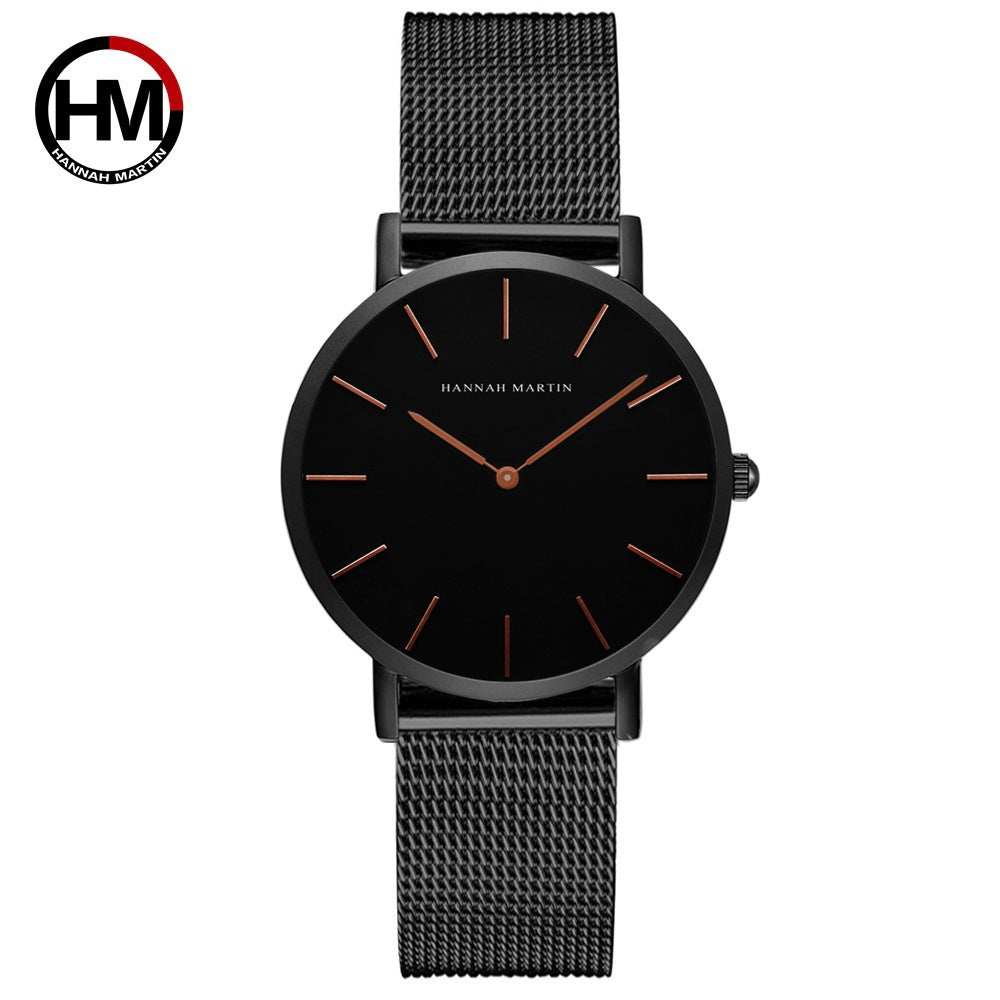 36mm Waterproof Steel Chain Watch – Nordic Minimalist Style Slim Ladies' Watch