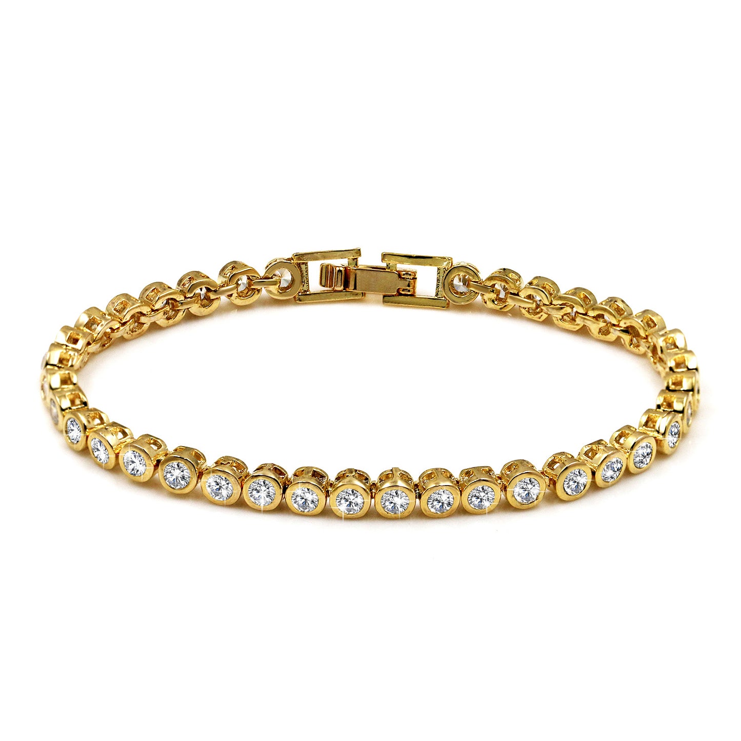 Simple Copper Zircon Platinum Bracelet – White Gold, Champagne Gold & Rose Gold Options