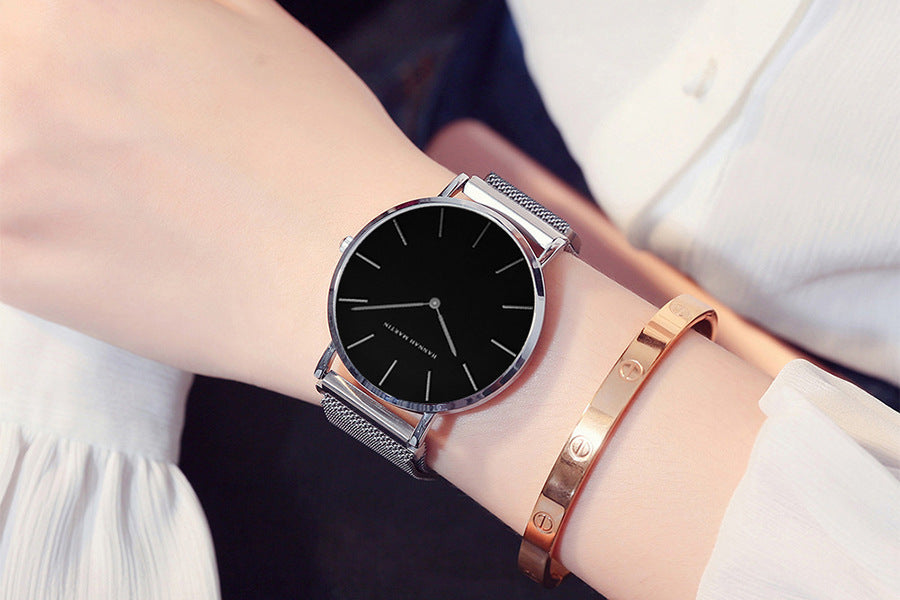 36mm Waterproof Steel Chain Watch – Nordic Minimalist Style Slim Ladies' Watch