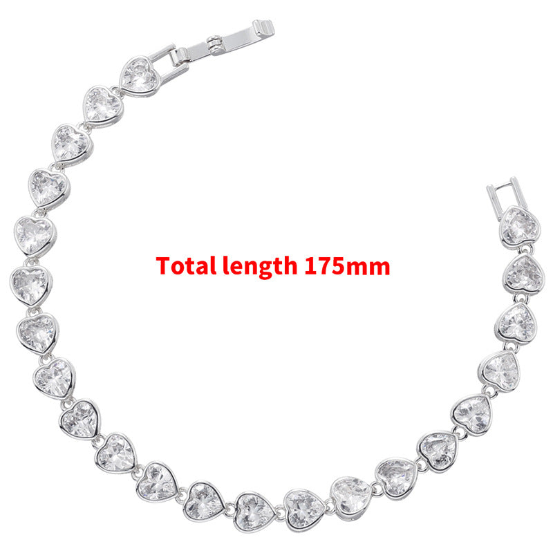 Women's Elegant Heart-Shaped Loving Bracelet Necklace – Fully Jeweled Zircon Design