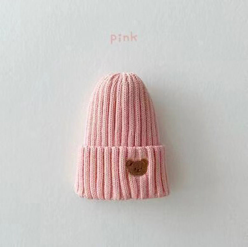 Baby Winter Hat – Cute Embroidered Wool Hat for Boys & Girls, Candy Color Ear Cover