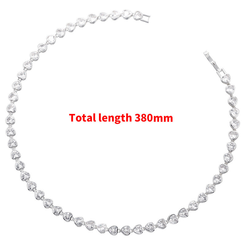 Women's Elegant Heart-Shaped Loving Bracelet Necklace – Fully Jeweled Zircon Design