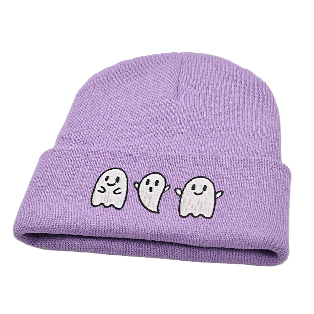 Luminous Ghost Knitted Hat – Cute Halloween Devil Beanie, Festive Hip-Hop Pullover Hat