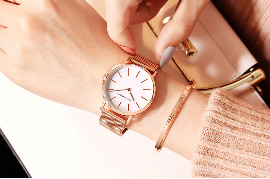 36mm Waterproof Steel Chain Watch – Nordic Minimalist Style Slim Ladies' Watch