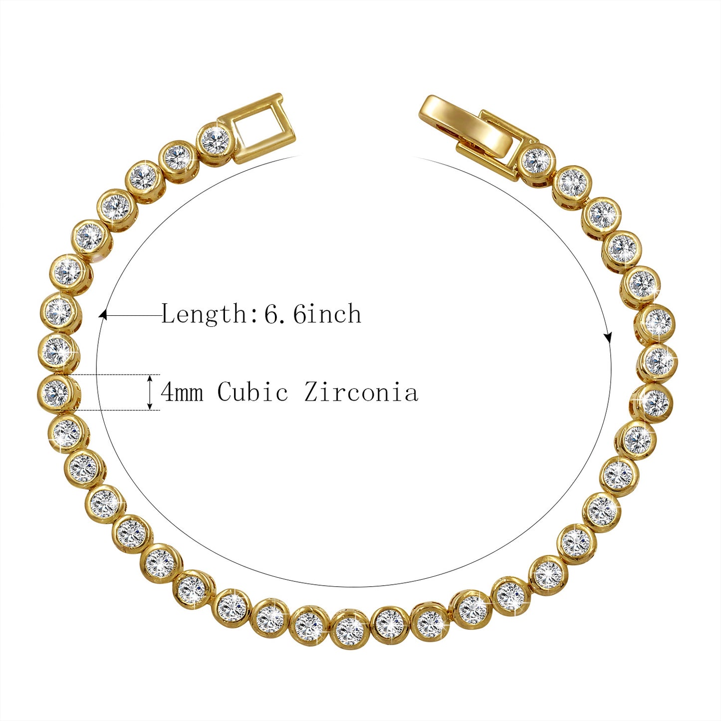 Simple Copper Zircon Platinum Bracelet – White Gold, Champagne Gold & Rose Gold Options