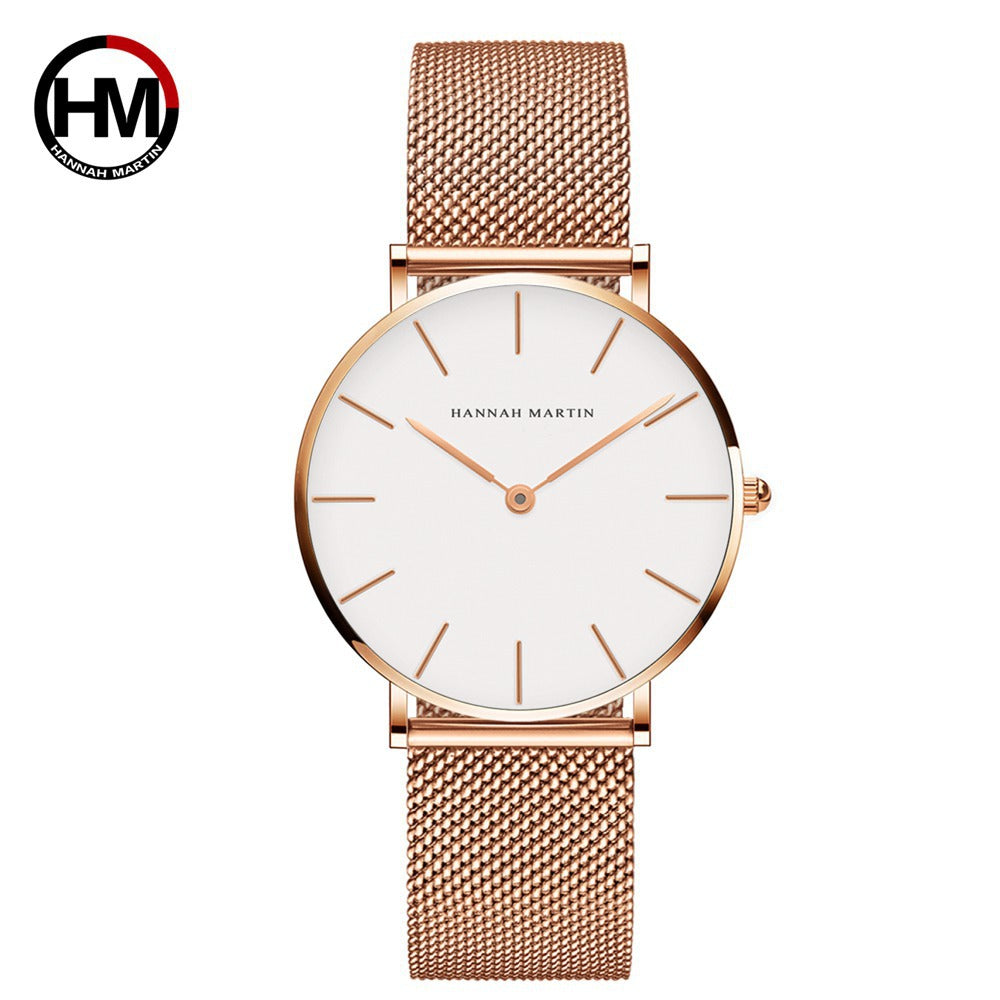 36mm Waterproof Steel Chain Watch – Nordic Minimalist Style Slim Ladies' Watch