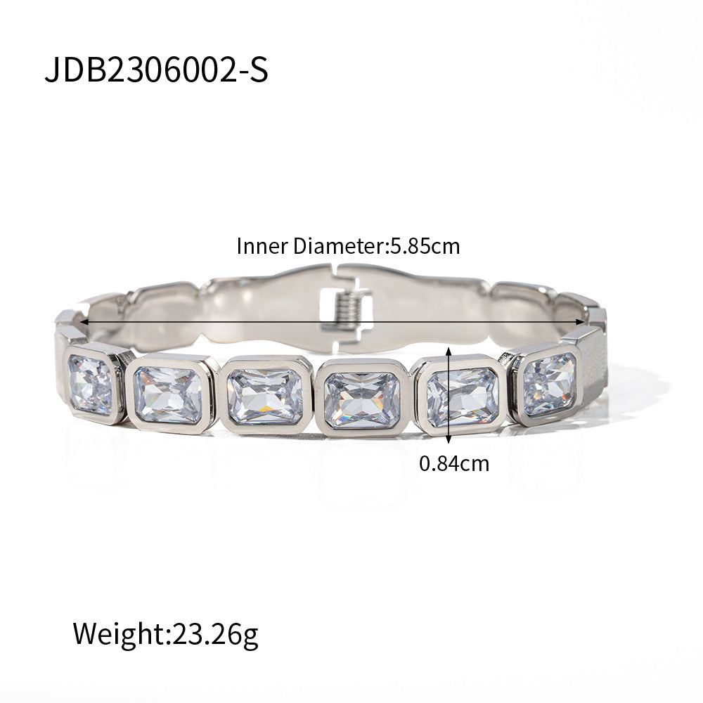 Women's Titanium Steel Gold Zircon Bracelet – Fashionable All-Match Jewelry