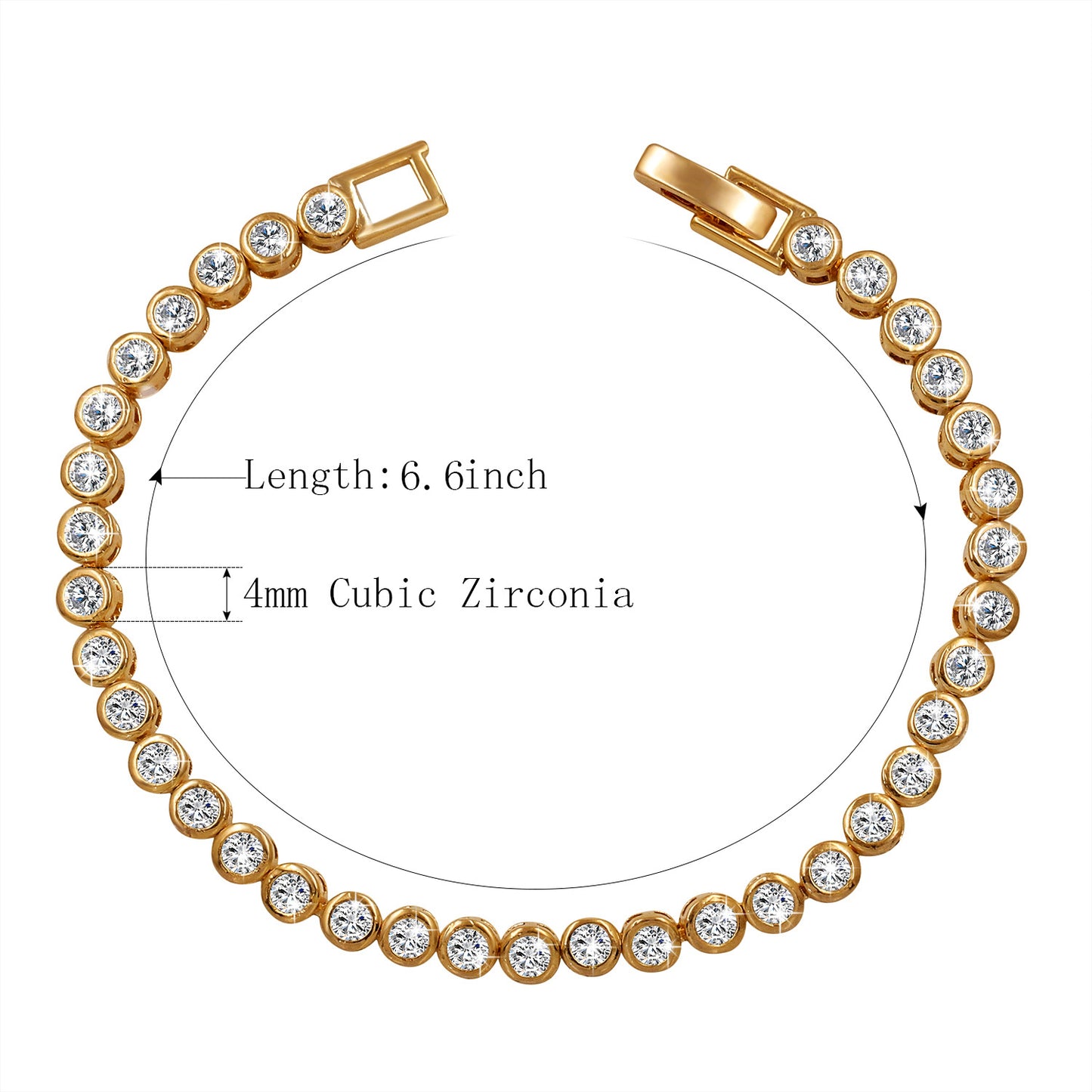 Simple Copper Zircon Platinum Bracelet – White Gold, Champagne Gold & Rose Gold Options