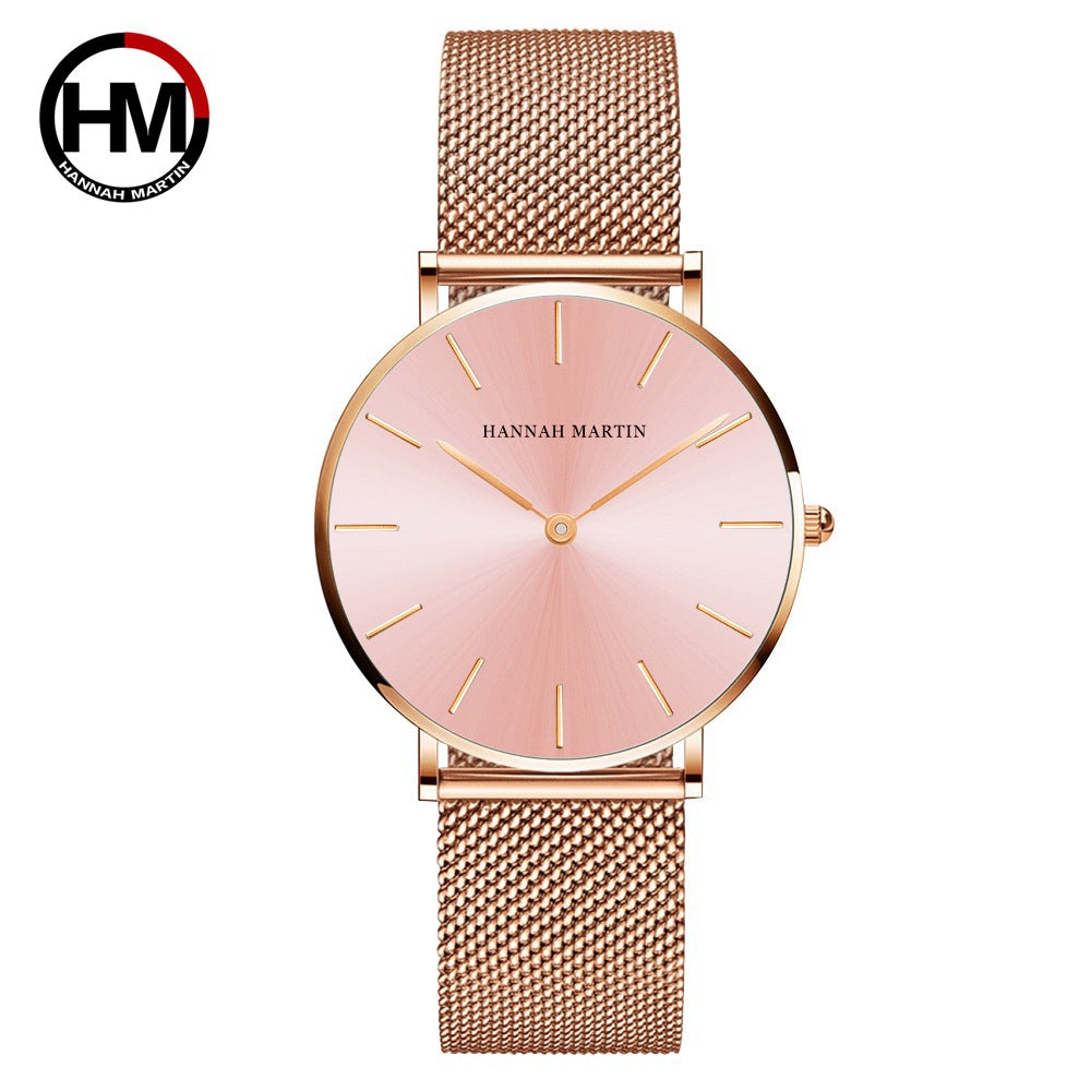 36mm Waterproof Steel Chain Watch – Nordic Minimalist Style Slim Ladies' Watch