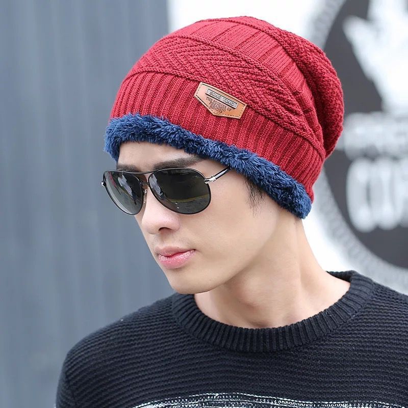 Men's Winter Thick Knit Wool Hat – Warm Velvet-Lined Beanie