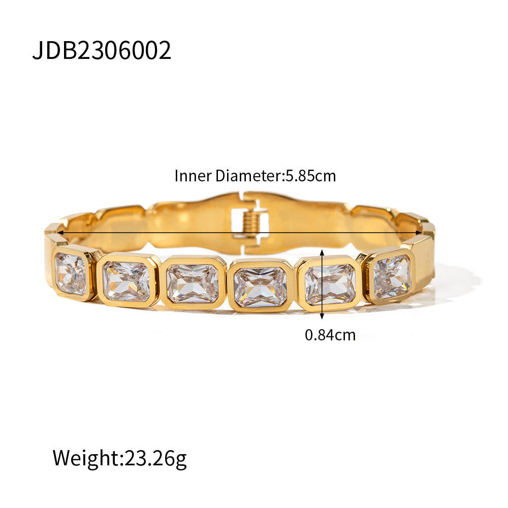 Women's Titanium Steel Gold Zircon Bracelet – Fashionable All-Match Jewelry