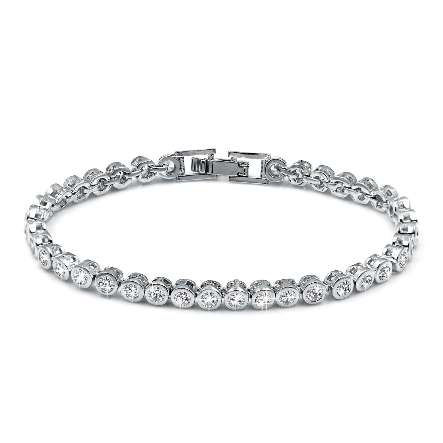 Simple Copper Zircon Platinum Bracelet – White Gold, Champagne Gold & Rose Gold Options