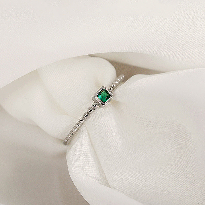 S925 Sterling Silver Green Zircon Diamond Ring – Adjustable, White Gold & K Gold