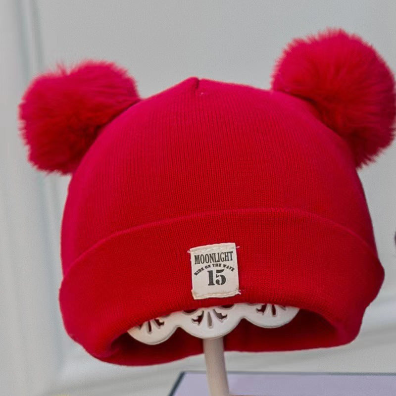 Thickened Knitted Baby Hat – Warm Woolen Ear Protection for Boys & Girls, Autumn & Winter