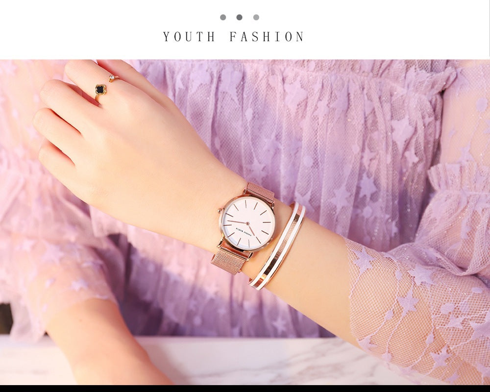 36mm Waterproof Steel Chain Watch – Nordic Minimalist Style Slim Ladies' Watch